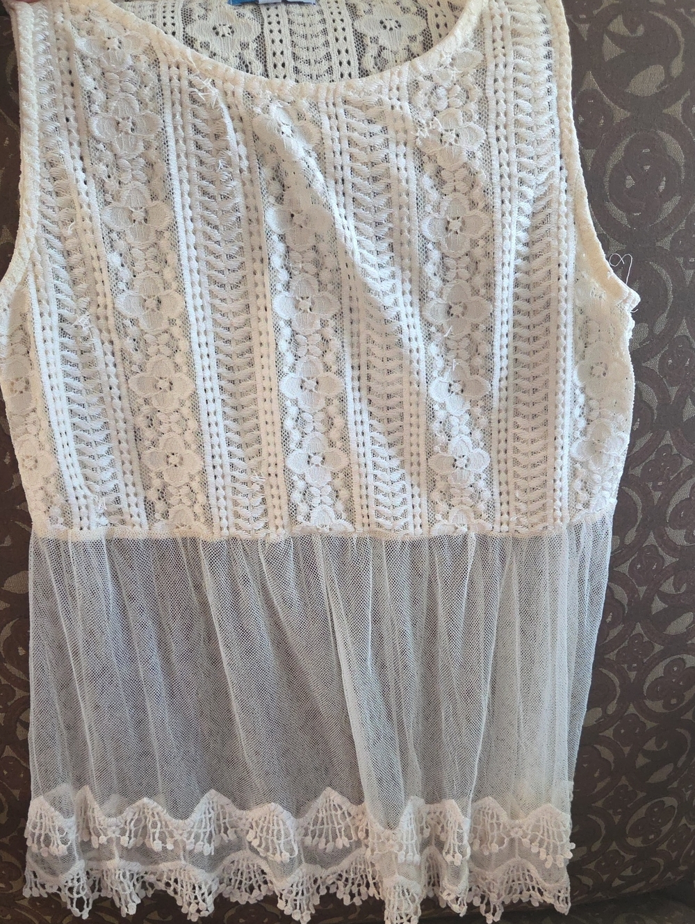 Rebellion White Lace & Sheer Tank Top